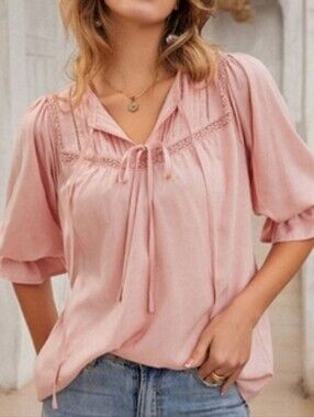 NWT - Lyocell Frieeah Boutique Pink Boxy Pullover Top - Size L